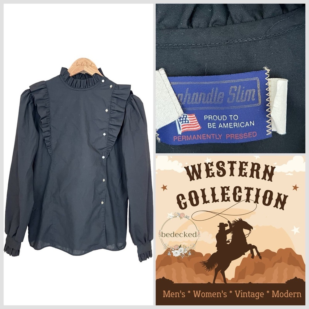 Panhandle Slim vintage frontier style black blouse size medium / large